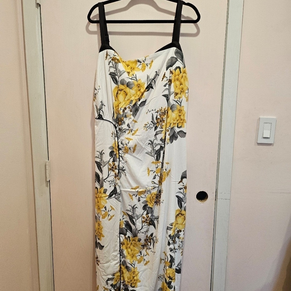Anthropologie Yellow Floral Midi Dress